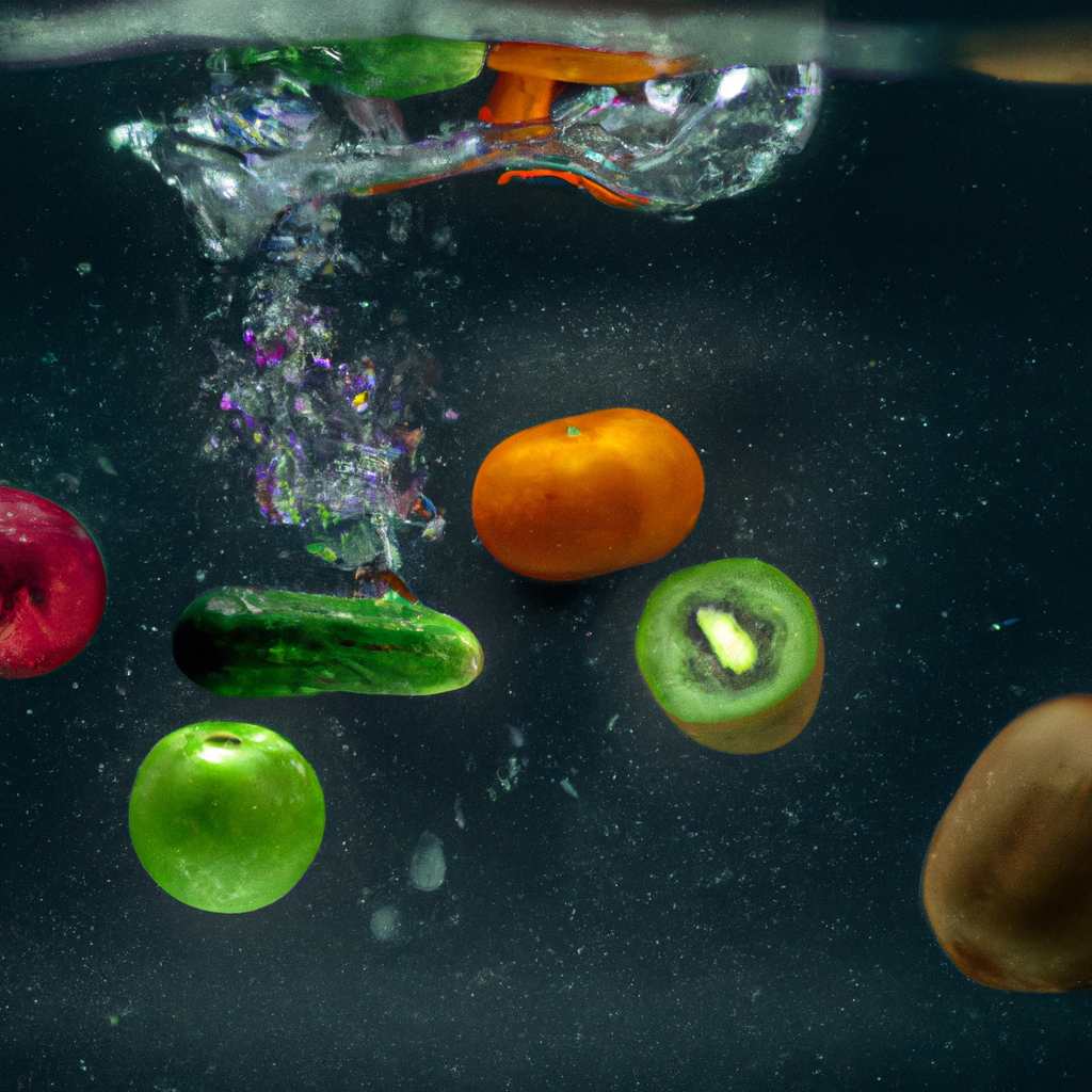 Bunte Früchte unter Wasser